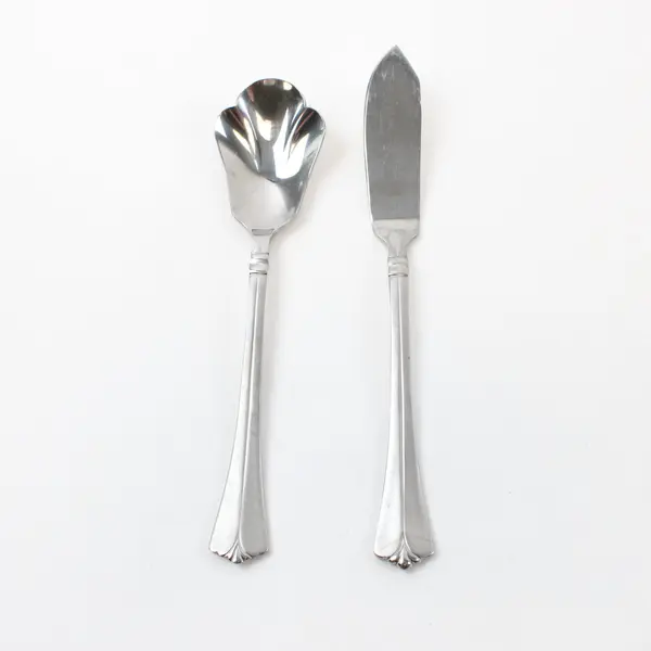 Lot of 2 Pfaltzgraff Satin Wentworth SS Sugar Spoon and Butter Spreading Knife