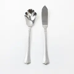 Lot of 2 Pfaltzgraff Satin Wentworth SS Sugar Spoon and Butter Spreading Knife