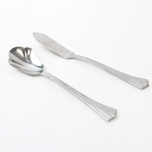 Lot of 2 Pfaltzgraff Satin Wentworth SS Sugar Spoon and Butter Spreading Knife