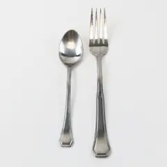 Lot of 2 International Silver Co SS Fork  8" and Teaspoon 6" Unknown Pattern 