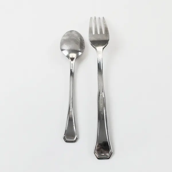 Lot of 2 International Silver Co SS Fork  8" and Teaspoon 6" Unknown Pattern 