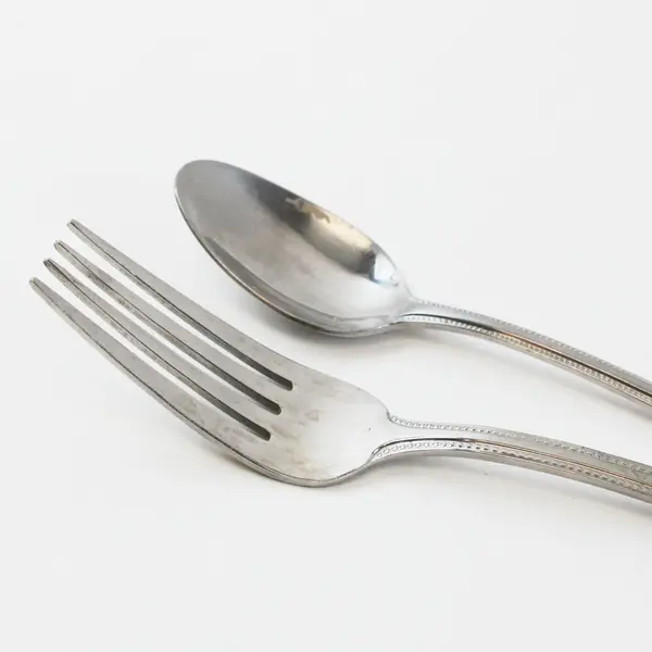 Lot of 2 International Silver Co SS Fork  8" and Teaspoon 6" Unknown Pattern 