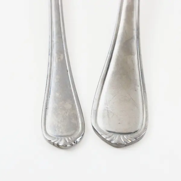 Lot of 2 International Stainless China Spoon 8" Butter Knife 7" Unknown Pattern