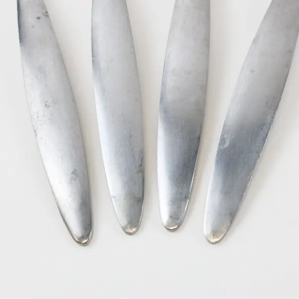 Lot of 4 Pfaltzgraff Satin Laurel Stainless Steel Soup Spoons 8"