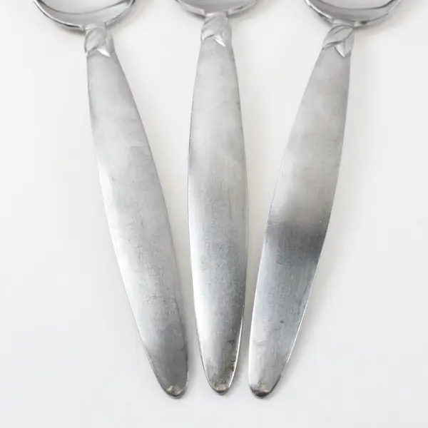Lot of 3 Pfaltzgraff Satin Laurel Stainless Steel Soup Spoons 8"