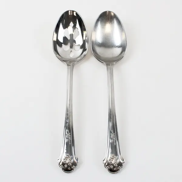 Lot of 2 Pfaltzgraff Sachet Stainless Steel Serving Spoons Slotted and Unslotted