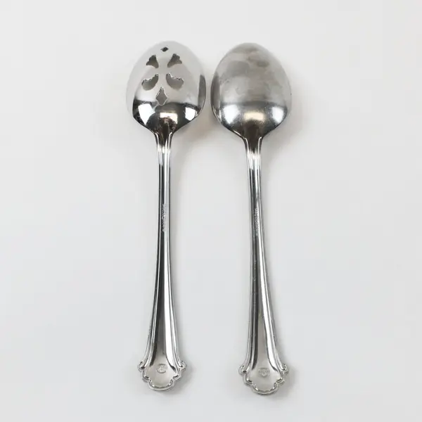 Lot of 2 Pfaltzgraff Sachet Stainless Steel Serving Spoons Slotted and Unslotted