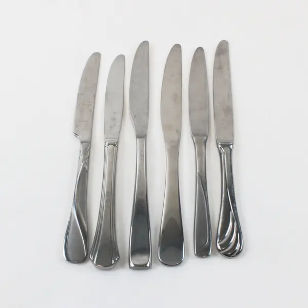 Lot of 6 Used Mixed Table Knives 8.5-9.5in Cambridge Oneida Pfaltzgraff