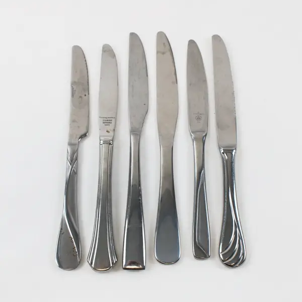 Lot of 6 Used Mixed Table Knives 8.5-9.5in Cambridge Oneida Pfaltzgraff