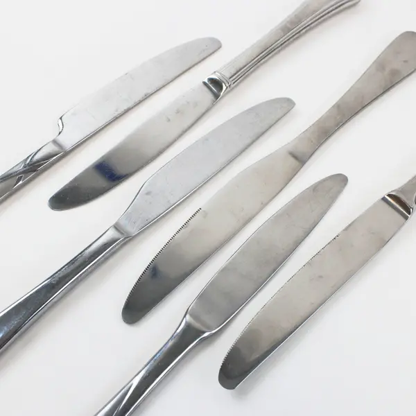 Lot of 6 Used Mixed Table Knives 8.5-9.5in Cambridge Oneida Pfaltzgraff