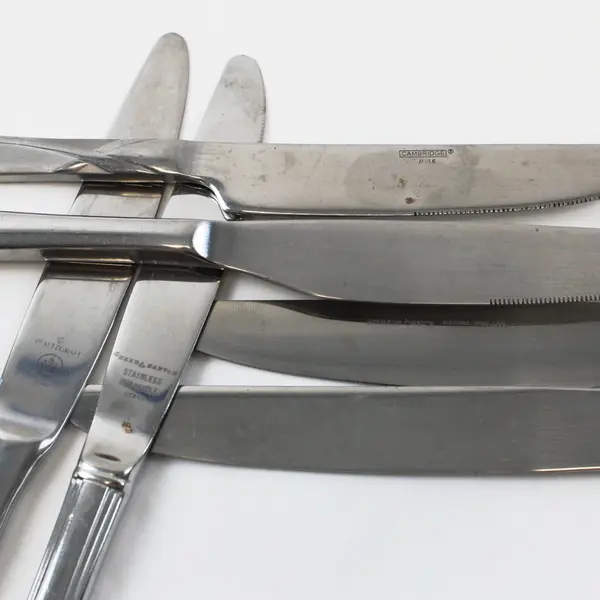 Lot of 6 Used Mixed Table Knives 8.5-9.5in Cambridge Oneida Pfaltzgraff