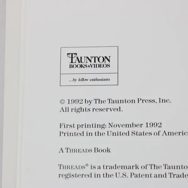 Jackets, Coats and Suits Softcover Sewing Book Threads 1992 Taunton Press