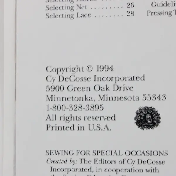 Singer Sewing for Special Occasions Bridal Prom & Evening Dresses 1994