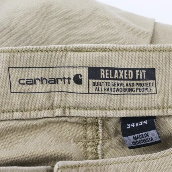 Carhartt Relaxed Fit Canvas Work Pants Tan Khaki 34x34 Straight Leg