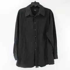 Alfani Men's Dress Shirt Black White Pinstripe Button-Up XL 17 32-33