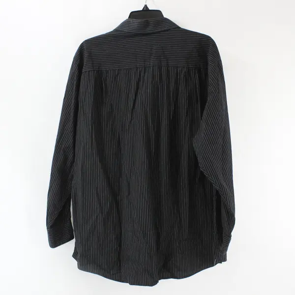 Alfani Men's Dress Shirt Black White Pinstripe Button-Up XL 17 32-33
