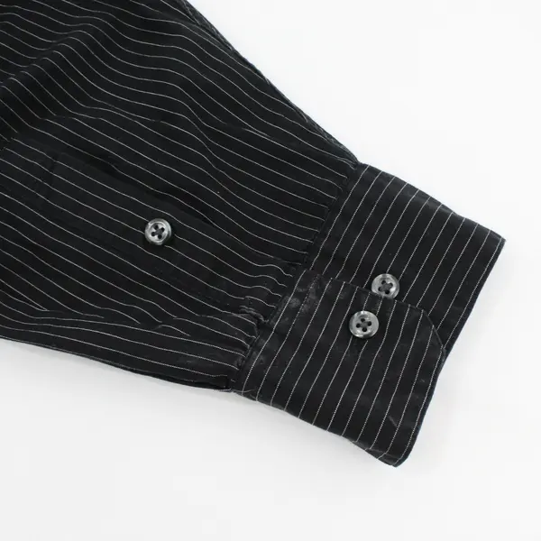 Alfani Men's Dress Shirt Black White Pinstripe Button-Up XL 17 32-33
