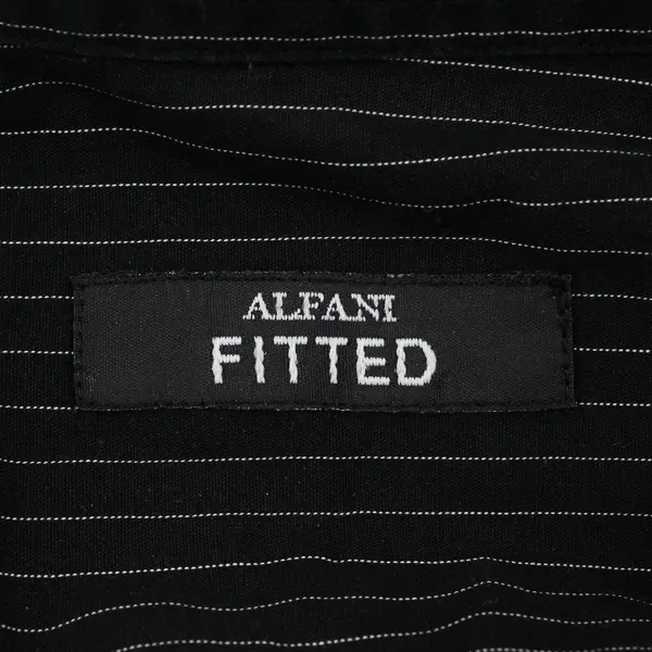 Alfani Men's Dress Shirt Black White Pinstripe Button-Up XL 17 32-33