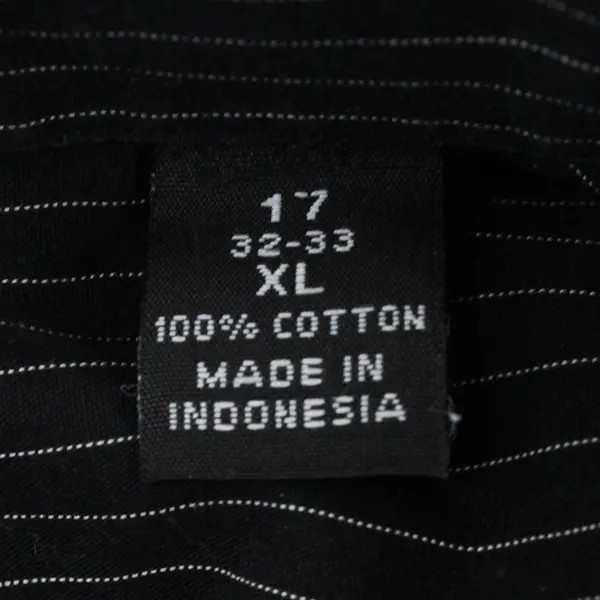 Alfani Men's Dress Shirt Black White Pinstripe Button-Up XL 17 32-33