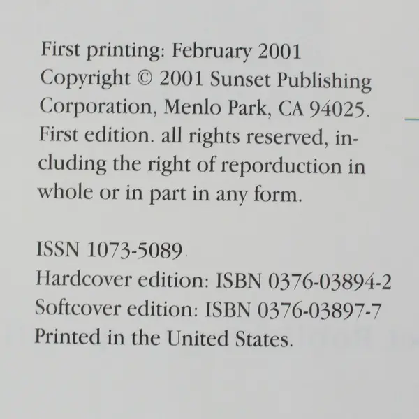 Sunset Western Garden Annual 2001 Edition Hardcover Illustrated