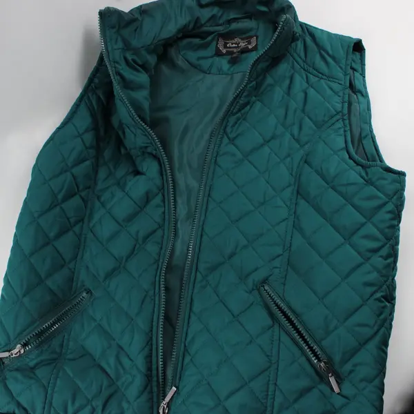 Outer Edge Women's Quilted Zip Vest Forest Green Size Large