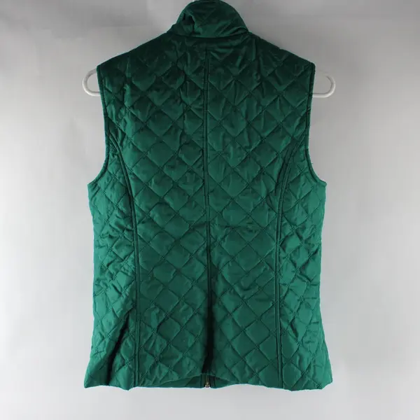 Black Rivet Women's Quilted Vest Dark Green Zip Front Size S