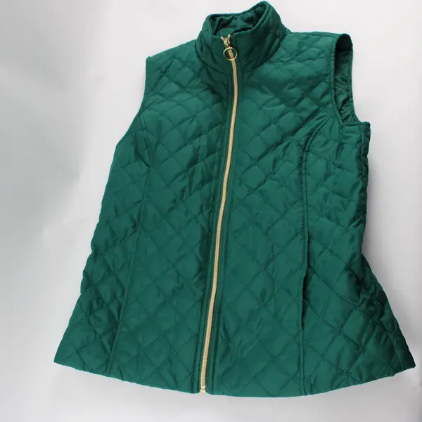 Black Rivet Women's Quilted Vest Dark Green Zip Front Size S