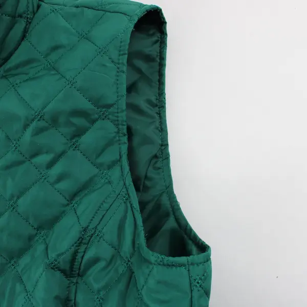 Black Rivet Women's Quilted Vest Dark Green Zip Front Size S