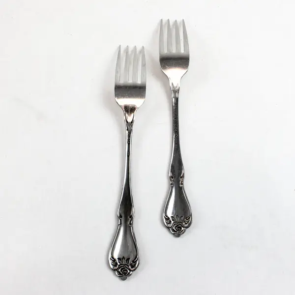 Lot of 2 Oneida Rogers Arbor Rose-True Rose Stainless Steel Forks 7 3/8" 