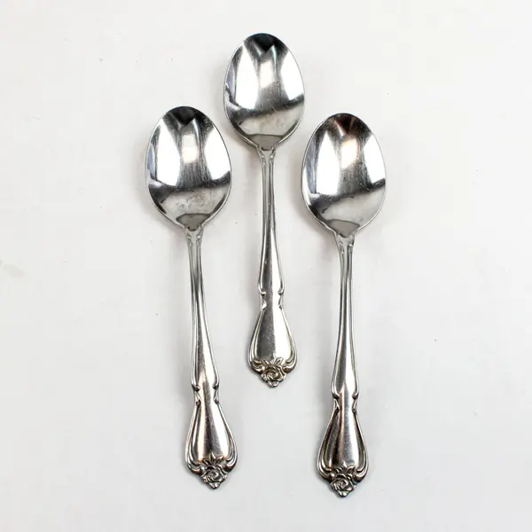 Lot of 3 Oneida Rogers Arbor Rose-True Rose Stainless Oval Soup Spoons 6 7/8"