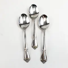 Lot of 3 Oneida Rogers Arbor Rose-True Rose Stainless Oval Soup Spoons 6 7/8"