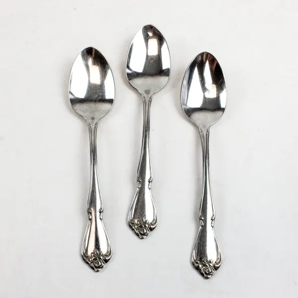 Lot of 3 Oneida Rogers Arbor Rose-True Rose Stainless Steel Teaspoons 6"