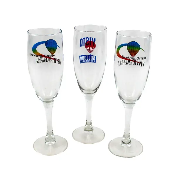 Set of 3 Vista Balloon Adventures Stemmed Champagne Flutes 8" Tall