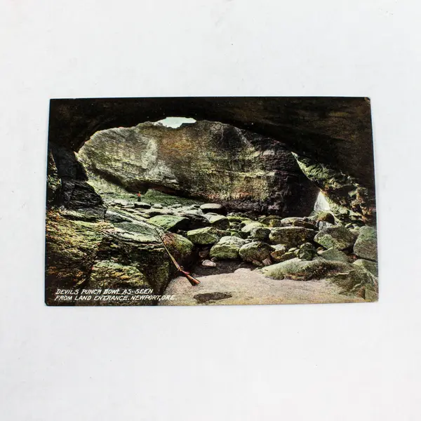 VTG Devil's Punch Bowl Entrance Newport Oregon Litho Postcard AL Thomas 