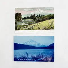 Lot Of 2 Vintage 1908-09 Mt Hood Oregon Litho Postcards