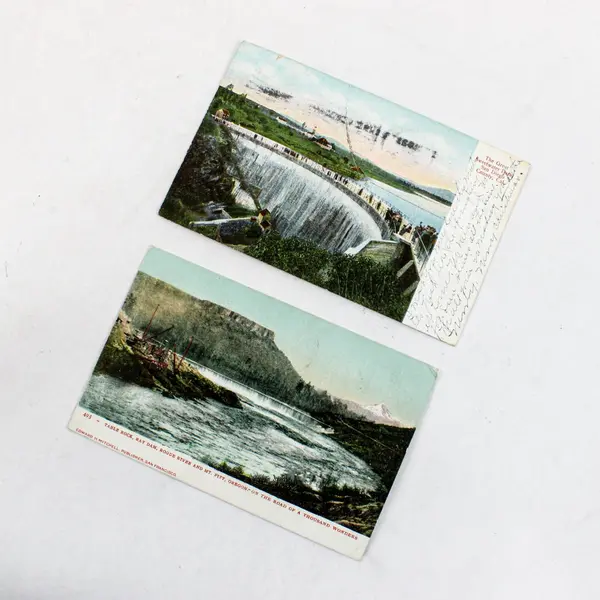 Lot Of 2 1907 Dam Postcards Sweetwater Calif Rogue River Oregon Hilts Postmark