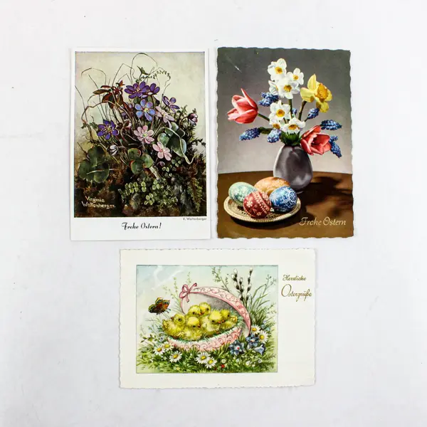 Lot Of 3 Vintage 1960s German Easter Greeting Postcards 