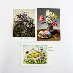 Lot Of 3 Vintage 1960s German Easter Greeting Postcards 