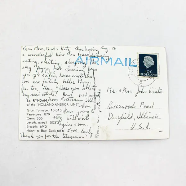 VTG 1950s SS Ryndam Ocean Liner Holland America Line RPPC Postcard