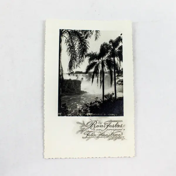 Vintage 1962 Iguazu Falls Brazil Photo Greeting Card Boas Festas Feliz Ano Novo
