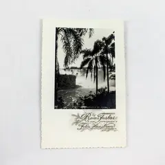 Vintage 1962 Iguazu Falls Brazil Photo Greeting Card Boas Festas Feliz Ano Novo