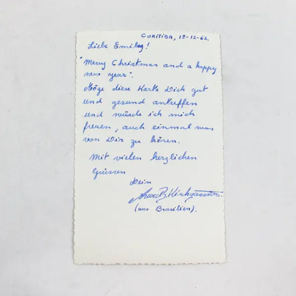 Vintage 1962 Iguazu Falls Brazil Photo Greeting Card Boas Festas Feliz Ano Novo