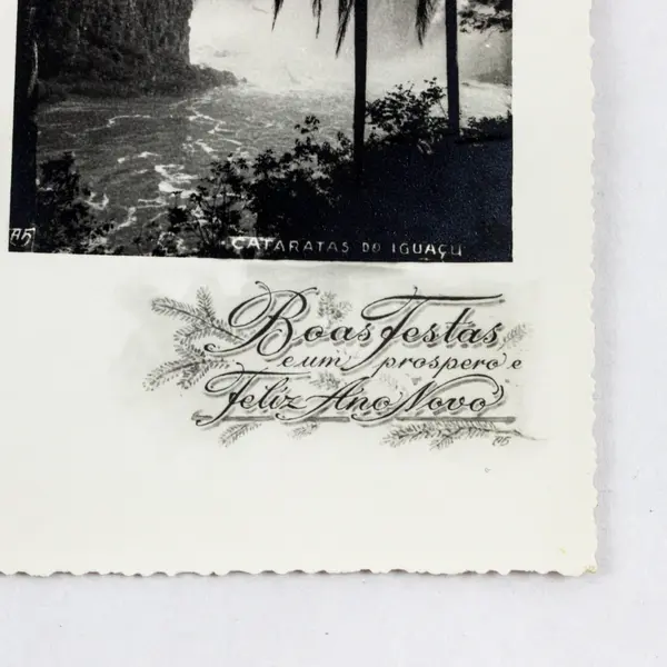 Vintage 1962 Iguazu Falls Brazil Photo Greeting Card Boas Festas Feliz Ano Novo