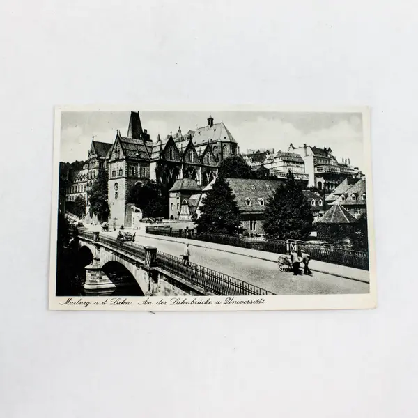 Vintage 1950s Marburg Germany University Lahn Bridge Postcard