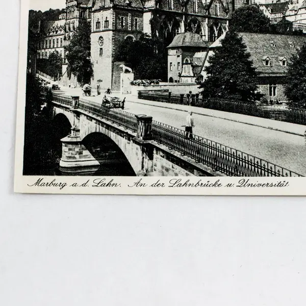 Vintage 1950s Marburg Germany University Lahn Bridge Postcard
