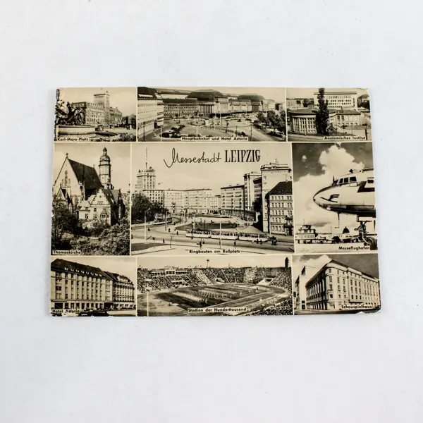 Vintage 1963 Leipzig East Germany Multi View Landmarks Postcard