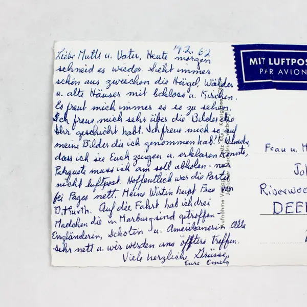 Vintage 1962 Marburg Germany Lahn River View RPPC Postcard