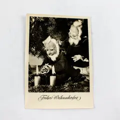 VTG 1950s Frohes Weihnachtsfest German Christmas Gnome Greeting Postcard