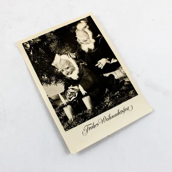 VTG 1950s Frohes Weihnachtsfest German Christmas Gnome Greeting Postcard