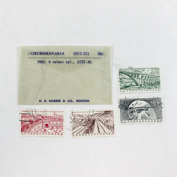 Lot Of 4 Czechoslovakia 1955 Infrastructure Stamps SC #727-30 Used